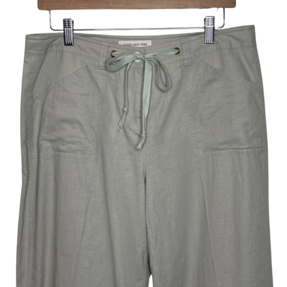 JONES NEW YORK | Linen Blend Lightweight Wide Leg Tan Pants | Size 12 - Picture 2 of 11